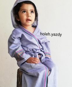حوله تنپوش کودک /تمام نخ یزدی / پسرانه و دخترانه + 🎁 هدیه اسکرانچی/ شامل یقه آرشال ، کلاه ،کمربند و یک جیب