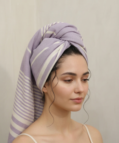 حوله سر/ باشگاه/ حوله نوزاد و کودک / تمام نخ یزدی/(مدل راه راه ) + 🎁هدیه اسکرانچی