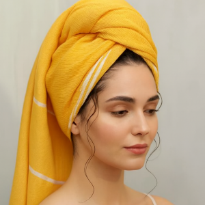حوله سر/ باشگاه/ حوله نوزاد و کودک / تمام نخ یزدی/(مدل راه راه ) + 🎁هدیه اسکرانچی