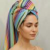 حوله سر/ باشگاه /حوله نوزاد و کودک/ تمام نخ یزدی/(مدل رنگین کمان) + 🎁 هدیه اسکرانچی ست